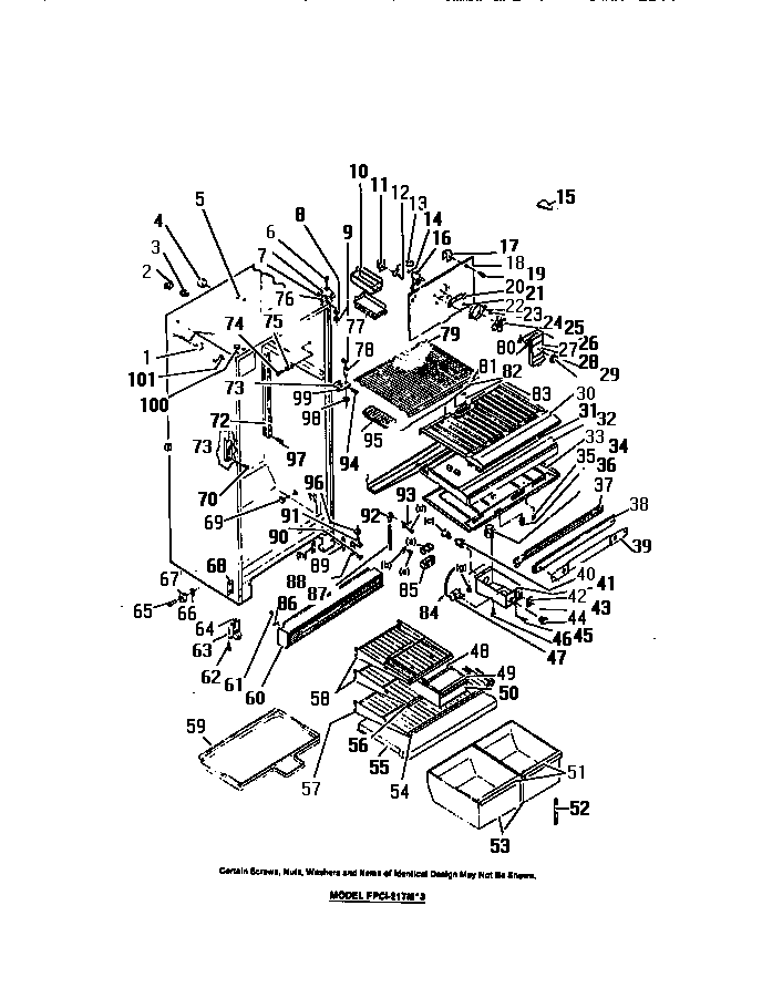 Frigidaire FPCI21TMH3 cabinet diagram