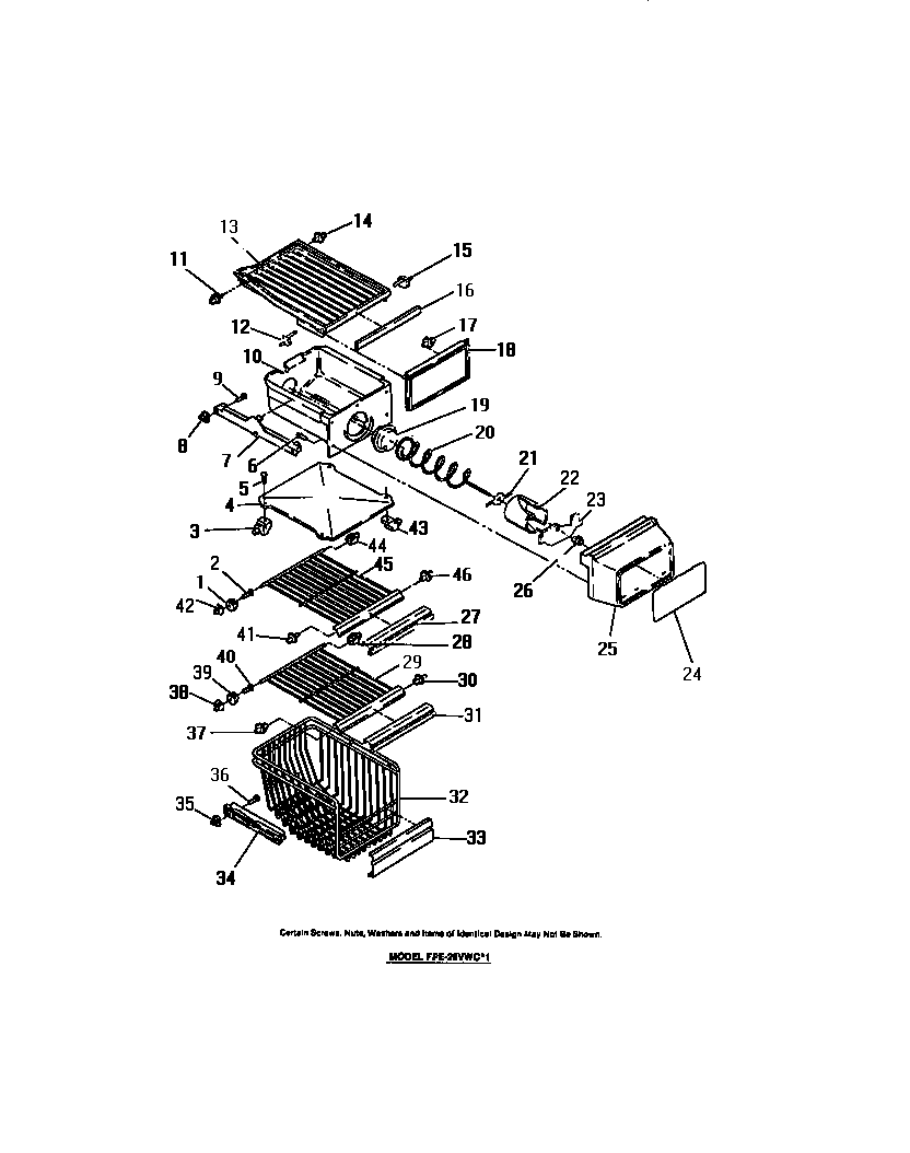 Frigidaire FPE26VWCL1 interior freezer compartment diagram