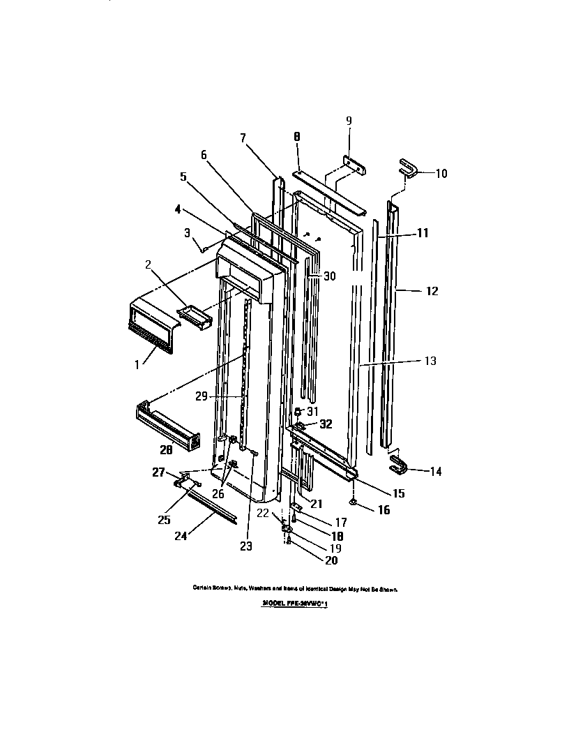 Frigidaire FPE26VWCL1 food compartment door diagram
