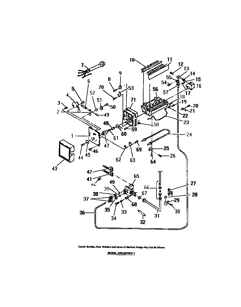 Frigidaire FPE26VWCL1 ice maker diagram