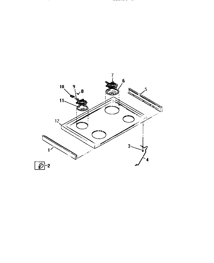 Frigidaire REG638ML5 surface units, cooktop diagram