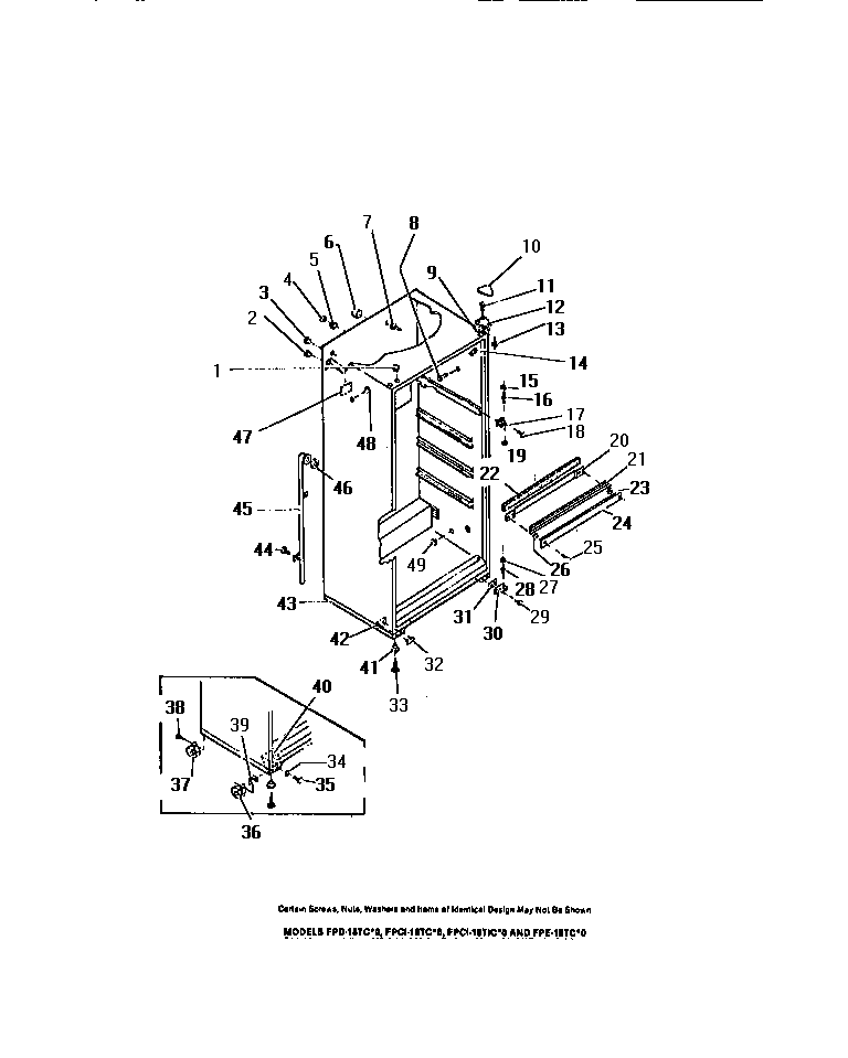 Frigidaire FPE18TCF0 cabinet diagram