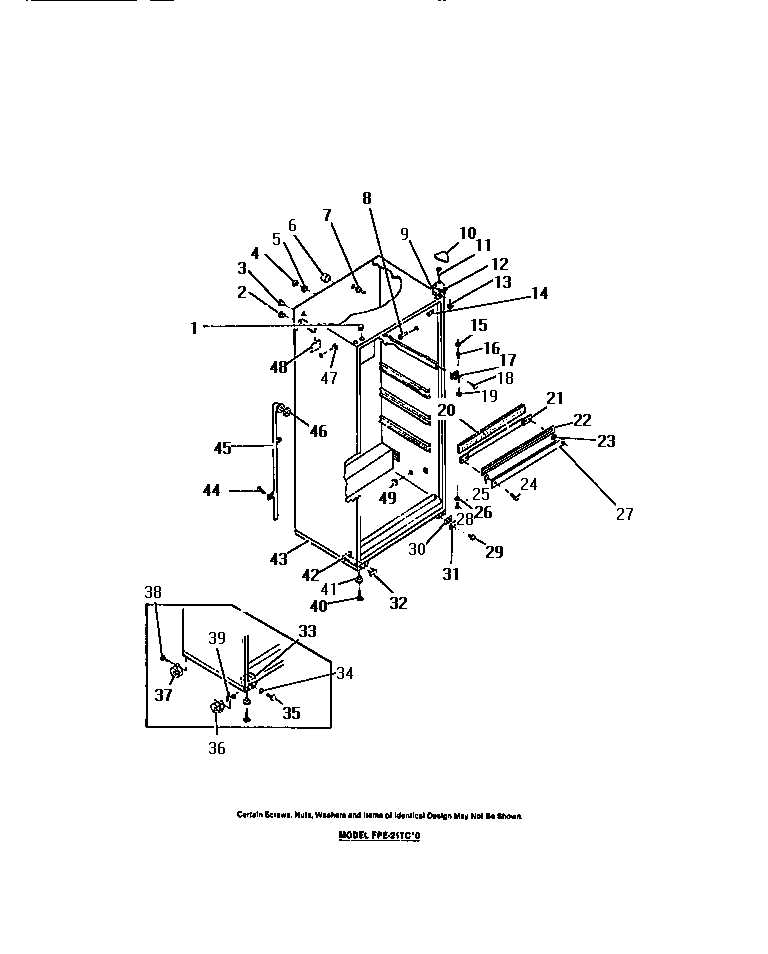 Frigidaire FPE18TCF0 cabinet diagram