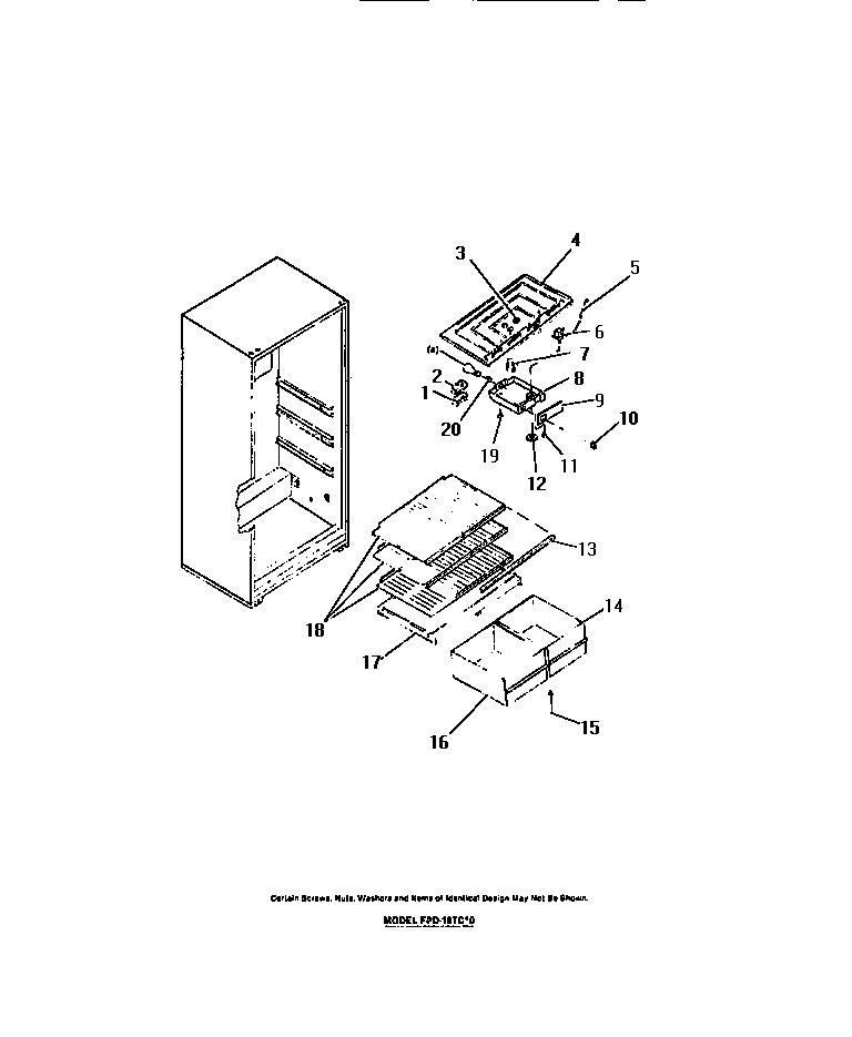Frigidaire FPE18TCF0 interior food compartment diagram