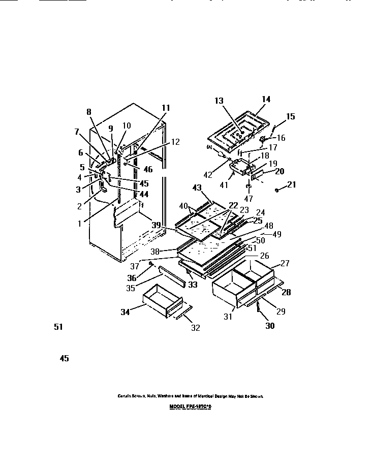 Frigidaire FPE18TCF0 interior food compartment diagram