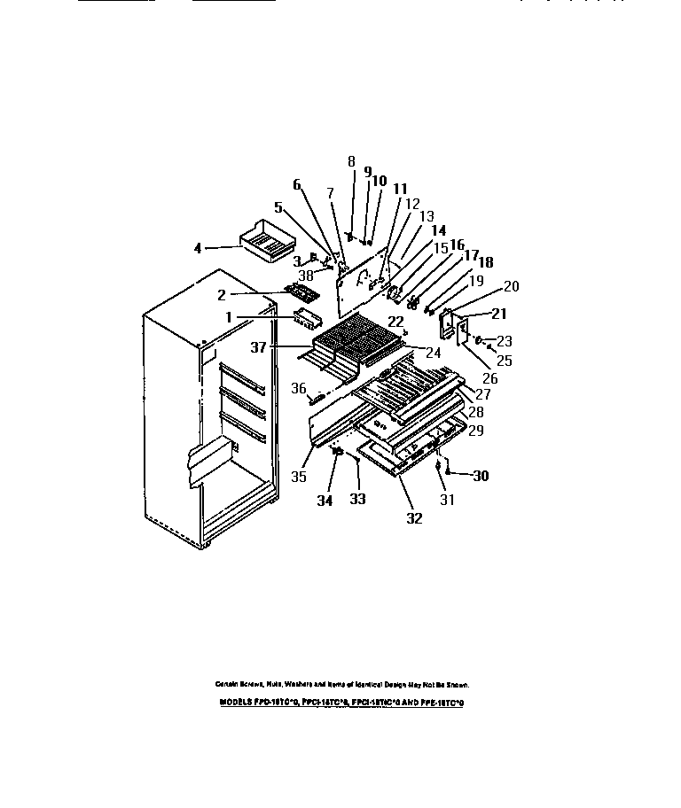Frigidaire FPE18TCF0 interior freezer compartment diagram