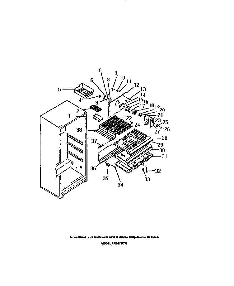 Frigidaire FPE18TCF0 interior freezer compartment diagram