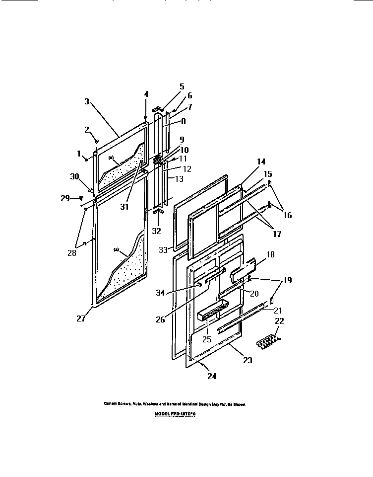 Frigidaire FPE18TCF0 food and freezer doors diagram