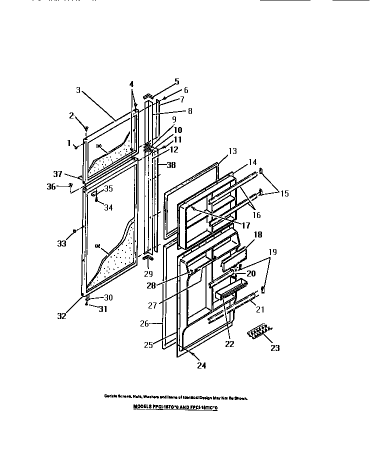 Frigidaire FPE18TCF0 food and freezer doors diagram