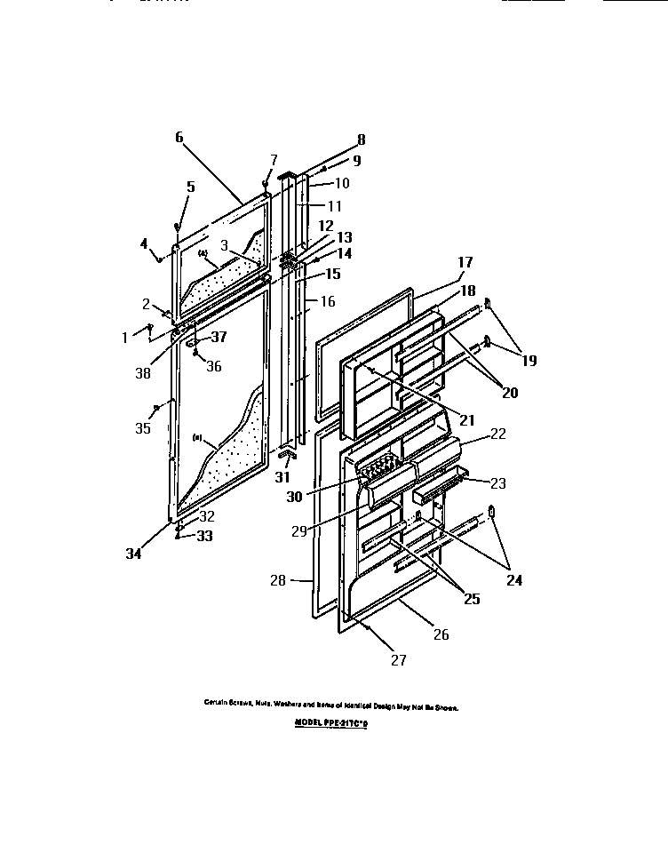 Frigidaire FPE18TCF0 food and freezer doors diagram