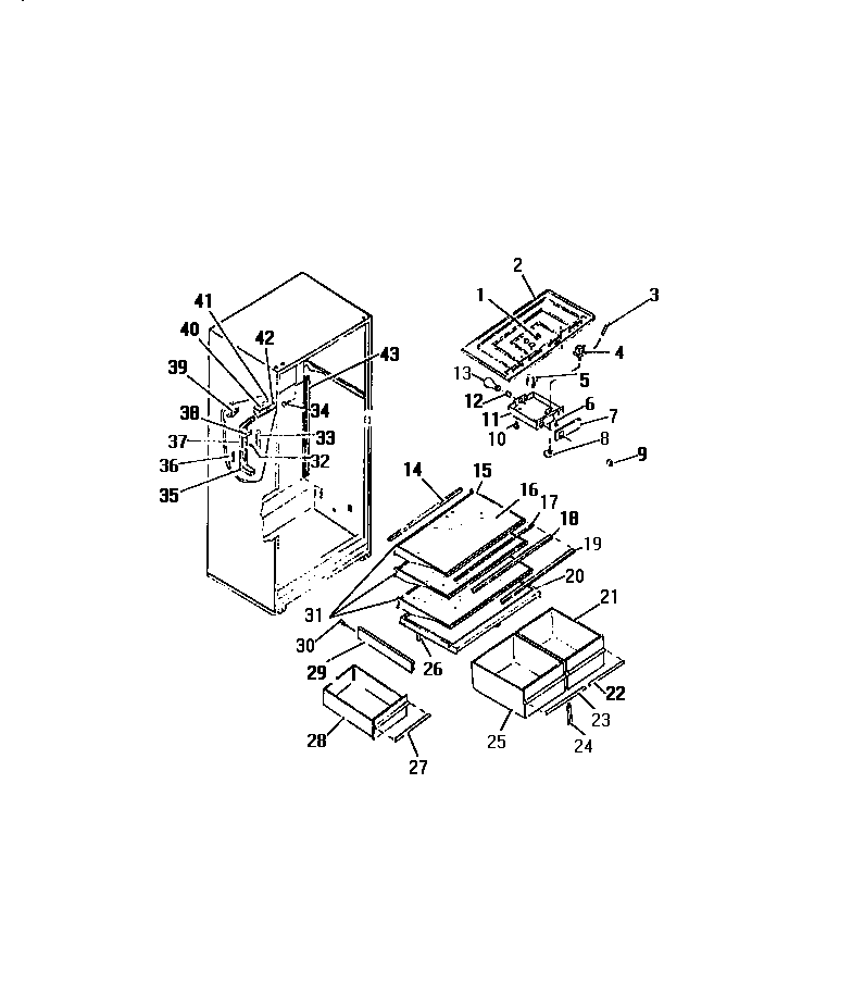 Frigidaire FPD16TICH0 interior food compartment diagram