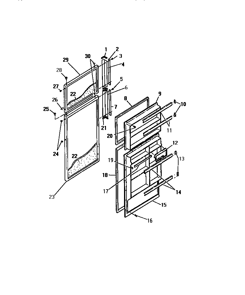 Frigidaire FPD16TICH0 food and freezer doors diagram