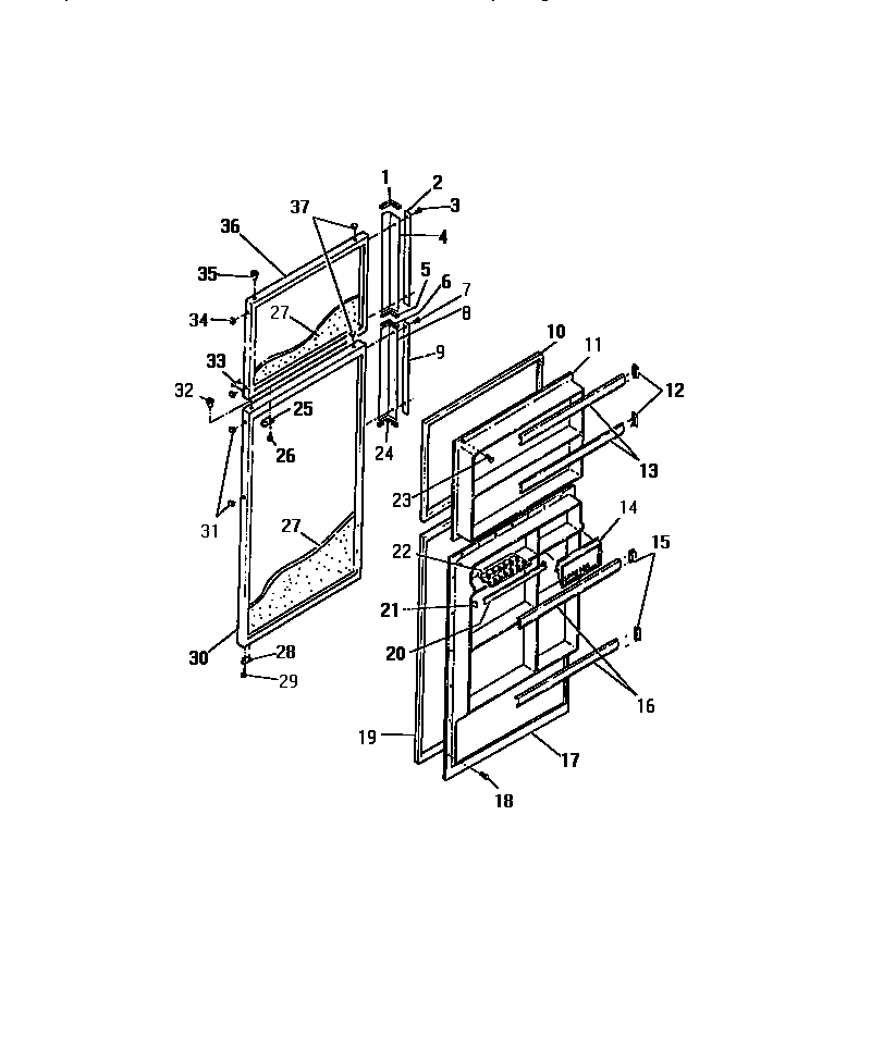Frigidaire FPD16TICH0 food and freezer doors diagram