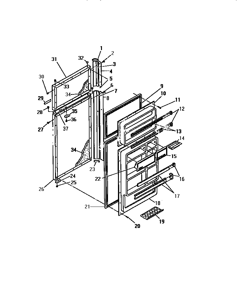 Frigidaire FPD16TICH0 food and freezer doors diagram
