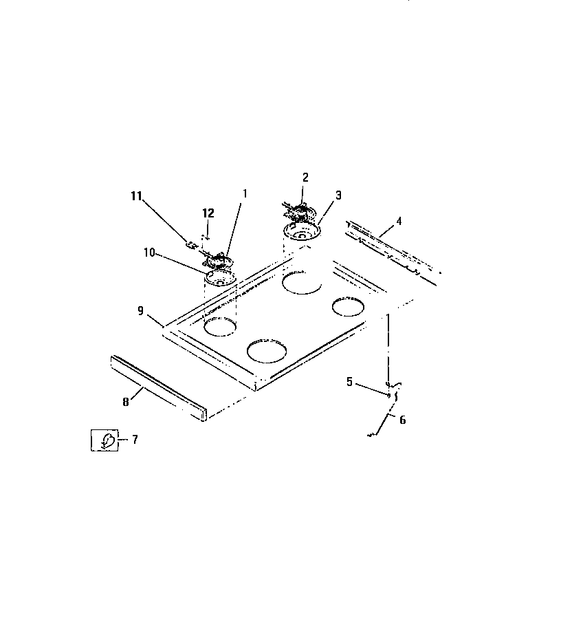 Frigidaire REG638MCH7 surface units, cooktop diagram