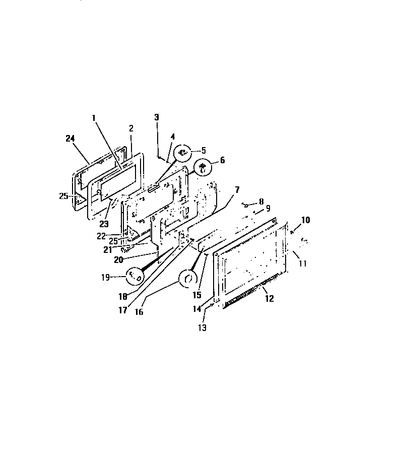 Frigidaire REG638MCH7 lower oven door, panels diagram