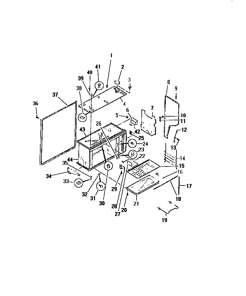 Frigidaire REG638MCH7 upper oven liner, shelf, element diagram