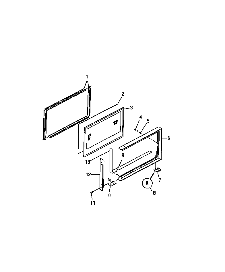 Frigidaire REG638MCH7 upper oven door, panels diagram