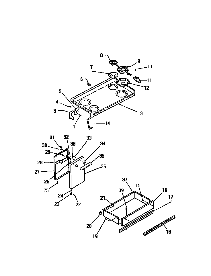 Kelvinator REC406CV0 top/door/drawer diagram