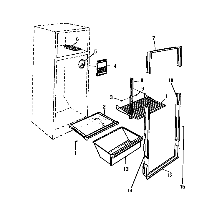 White-Westinghouse RT114GCW1 shelving & frame diagram