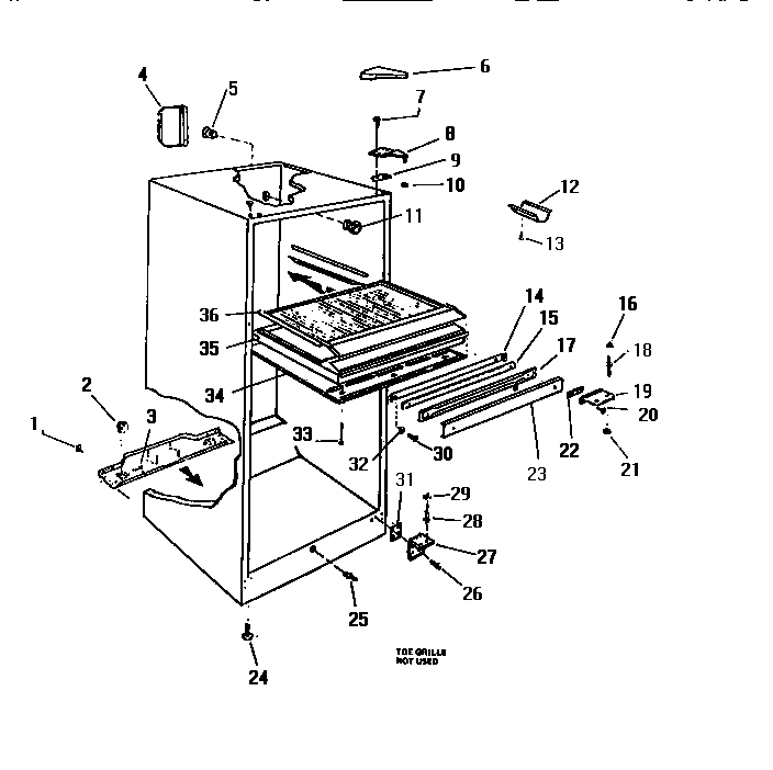 White-Westinghouse RT114GCW1 cabinet diagram
