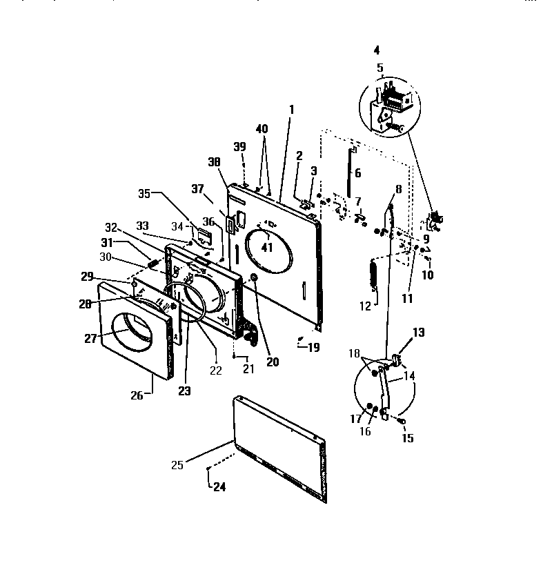 White-Westinghouse LT700JXV1 door, front panel diagram
