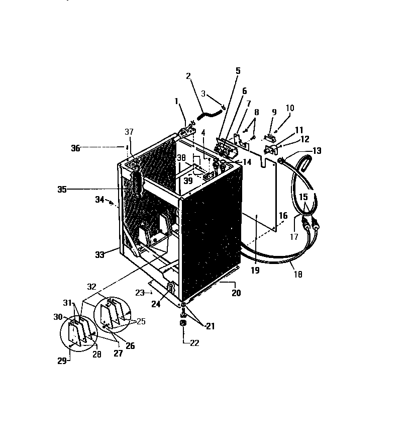 White-Westinghouse LT700JXV1 cabinet, hoses diagram