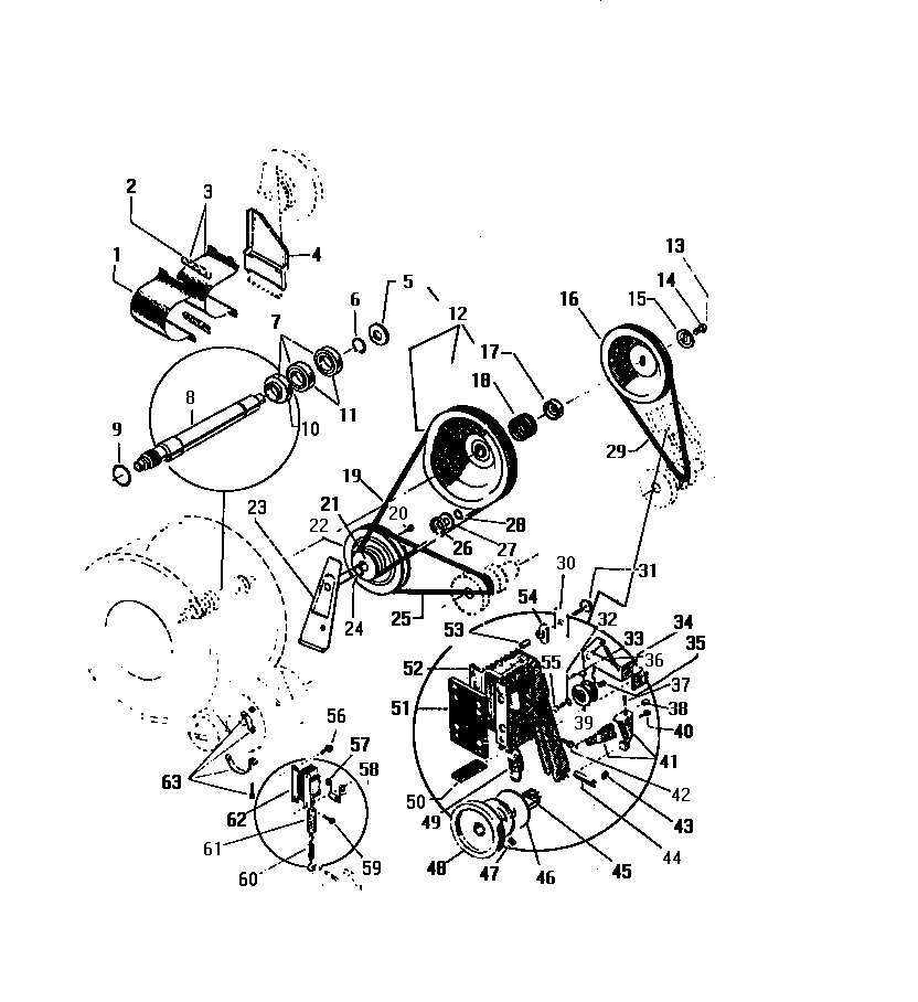 White-Westinghouse LT700JXV1 pulley, belts diagram