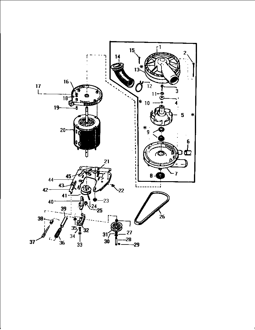 White-Westinghouse LA600EXD3 pulley, belts diagram