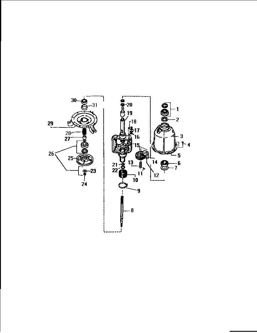 White-Westinghouse LA600EXD3 motor, pump assembly diagram