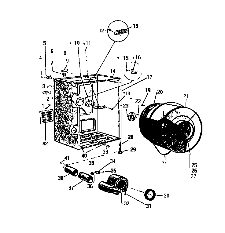 White-Westinghouse DE640JDF1 drum diagram