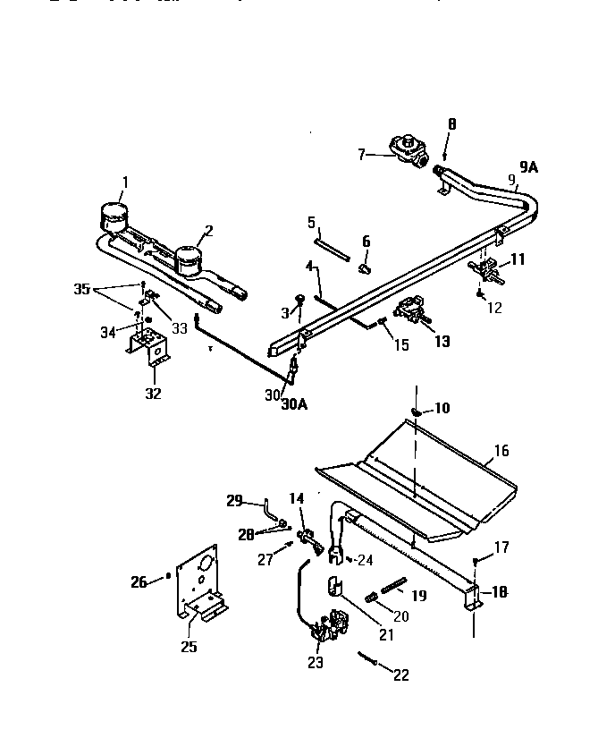 White-Westinghouse GF201HXF2 burner assembly diagram