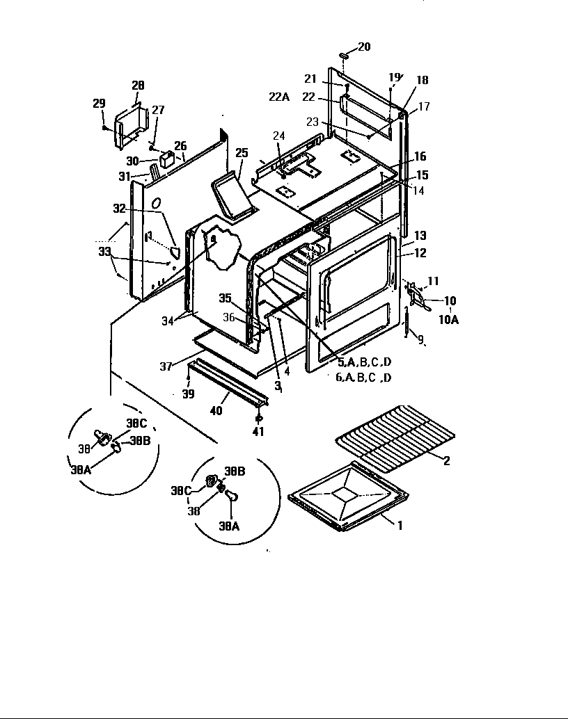White-Westinghouse GF710HXW2 body diagram