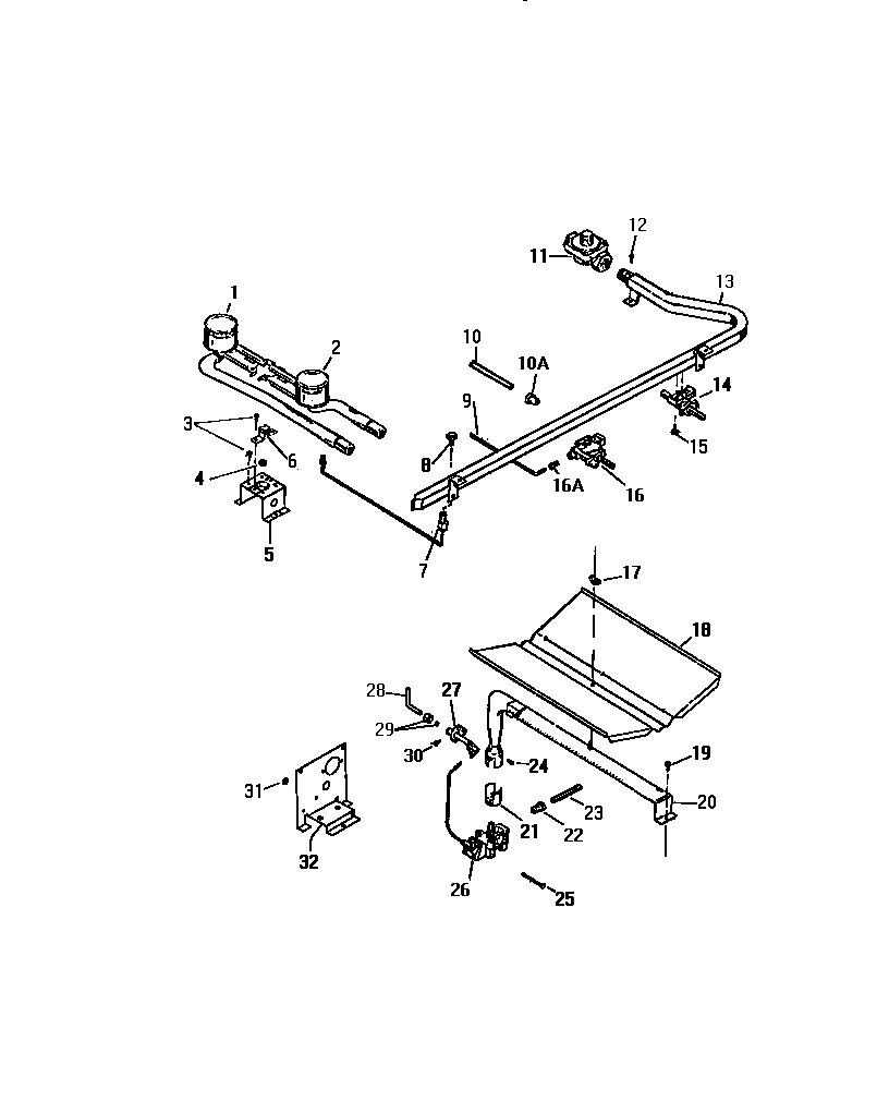 White-Westinghouse GF420HXV3 burner assy. diagram