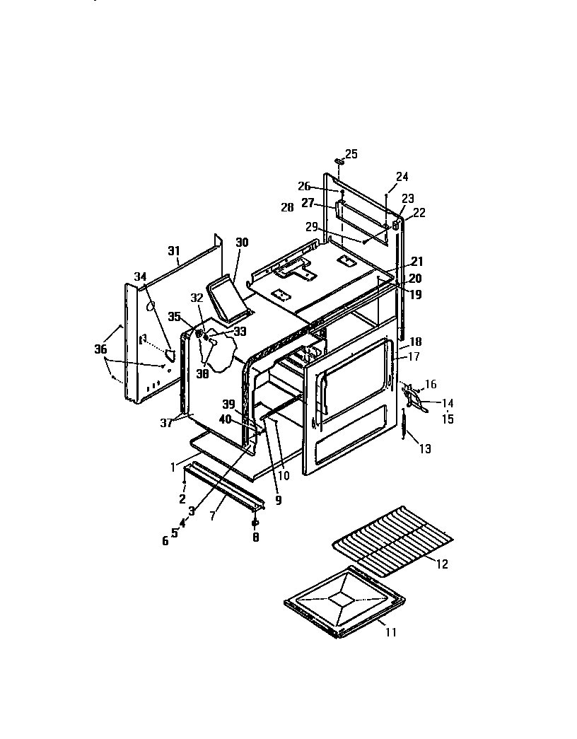White-Westinghouse GF420HXV3 body, side panels diagram