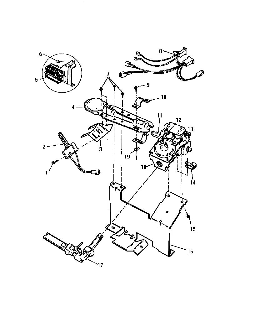 White-Westinghouse DG650EXW4 gas valve burner assy., sensor diagram