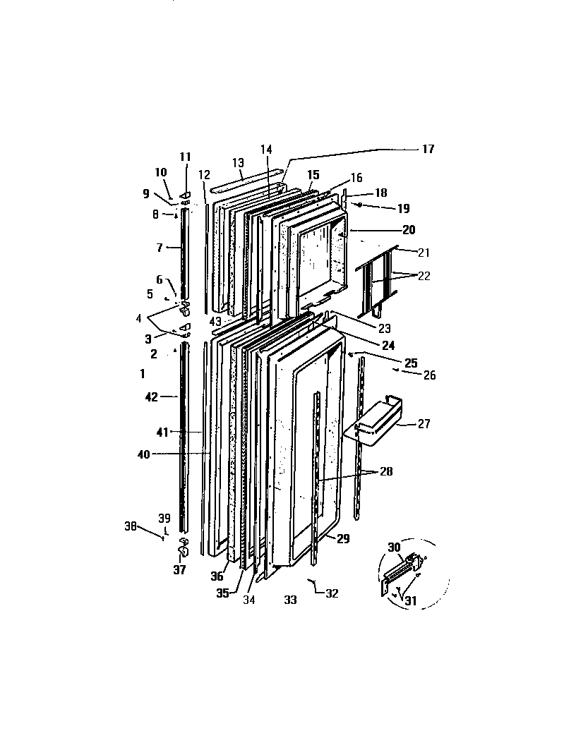White-Westinghouse RS259ESF1 freezer door assembly diagram