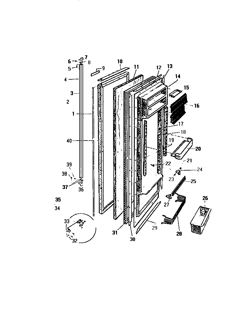 White-Westinghouse RS259ESF1 refrigerator door assembly diagram