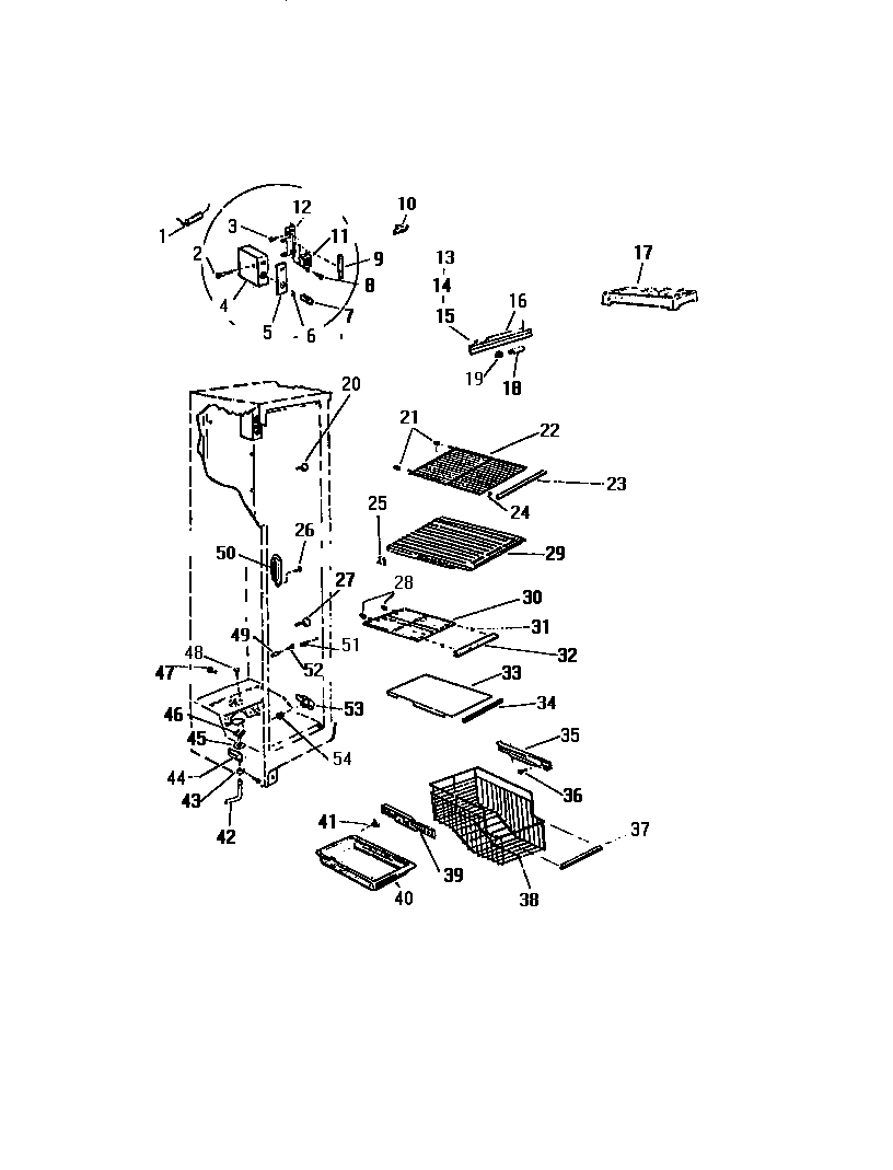 White-Westinghouse RS259ESF1 freezer interior diagram