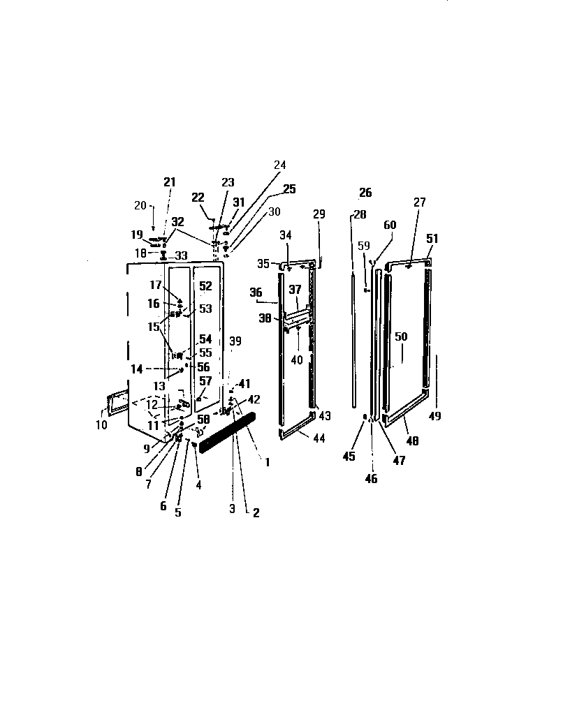 White-Westinghouse RS259ESF1 breakers, cabinet hinges & toe grill diagram