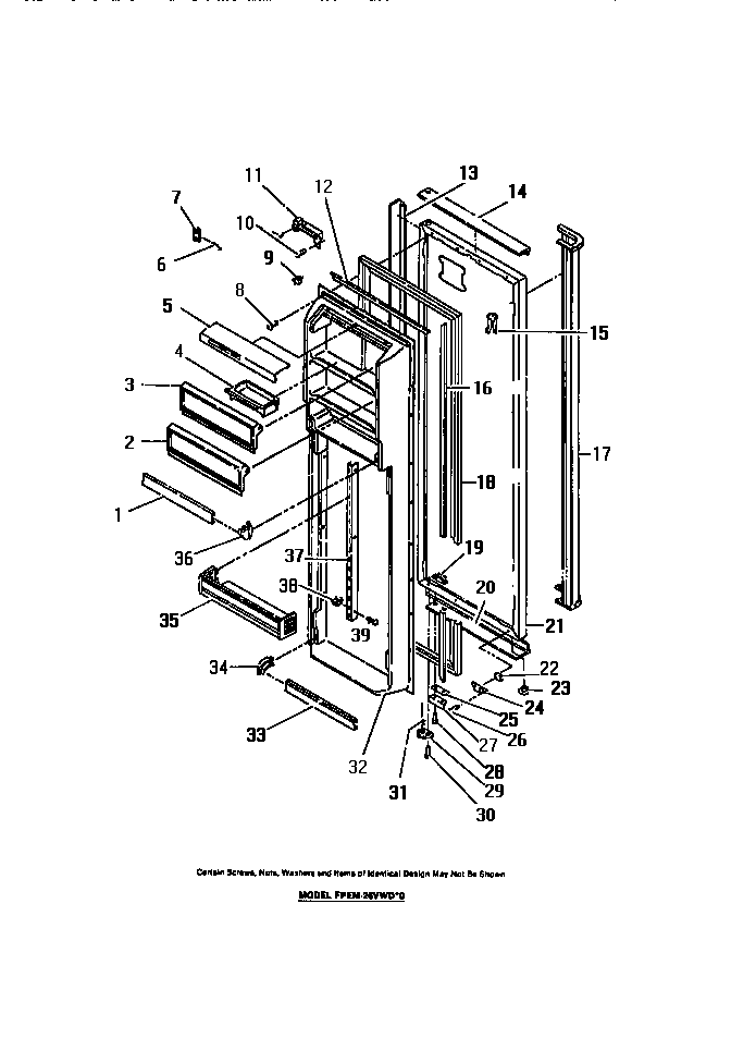 Frigidaire FPEM26VWDW0 food compartment door diagram