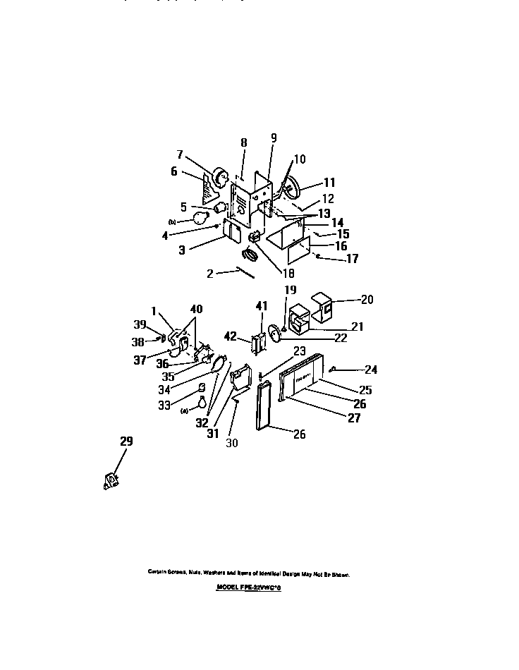 Frigidaire FPE22VWCH0 thermostat, air flow controls diagram
