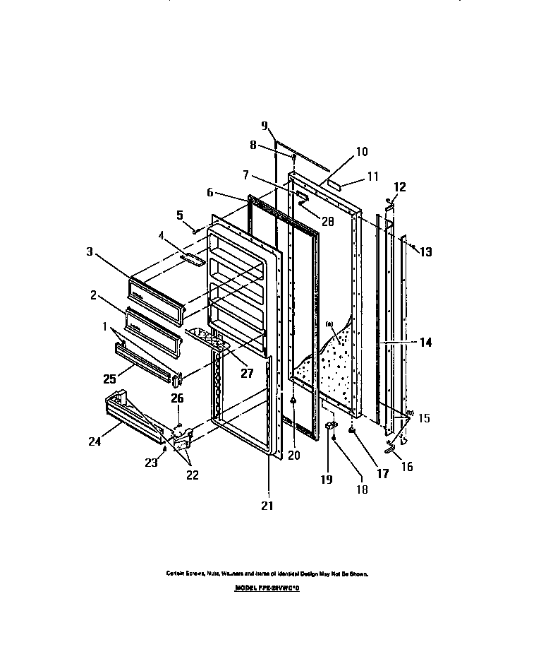 Frigidaire FPE22VWCH0 food compartment doors diagram