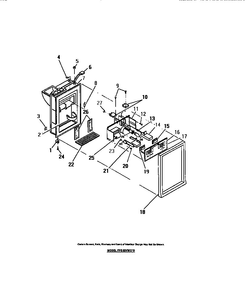 Frigidaire FPE22VWCH0 dispenser housing diagram