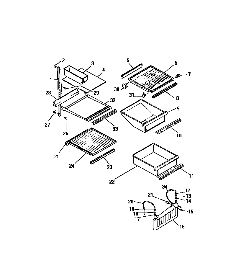 Frigidaire FPE26VWCH0 interior food compartment diagram