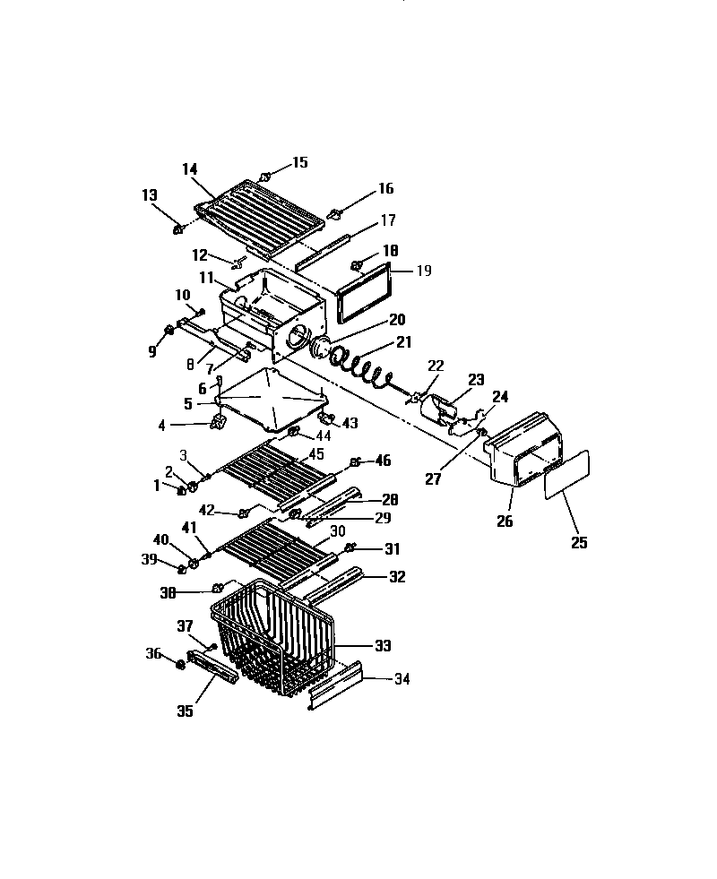 Frigidaire FPE26VWCH0 interior freezer compartment diagram