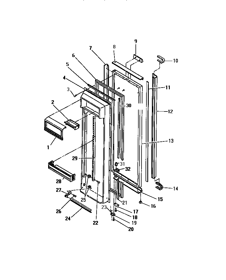 Frigidaire FPE26VWCH0 food compartment door diagram