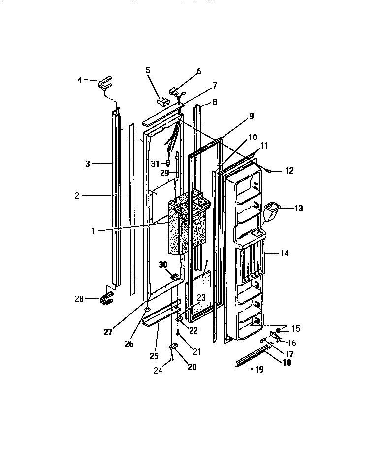 Frigidaire FPE26VWCH0 freezer compartment door diagram
