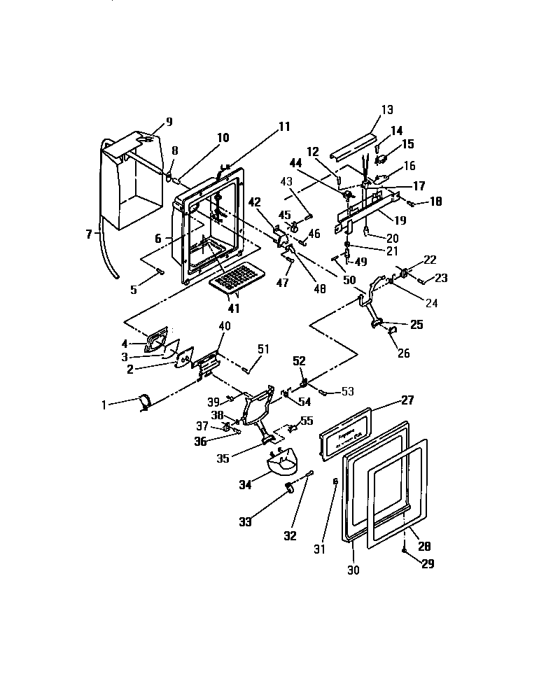 Frigidaire FPE26VWCH0 freezer  compartment door, dispenser diagram