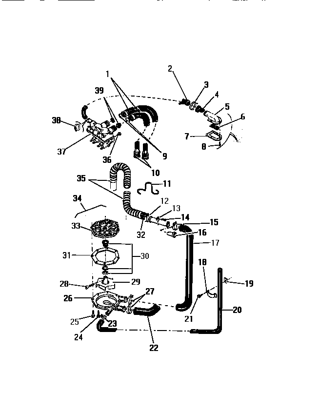 Frigidaire WISCW5 pump, hoses, water valve diagram